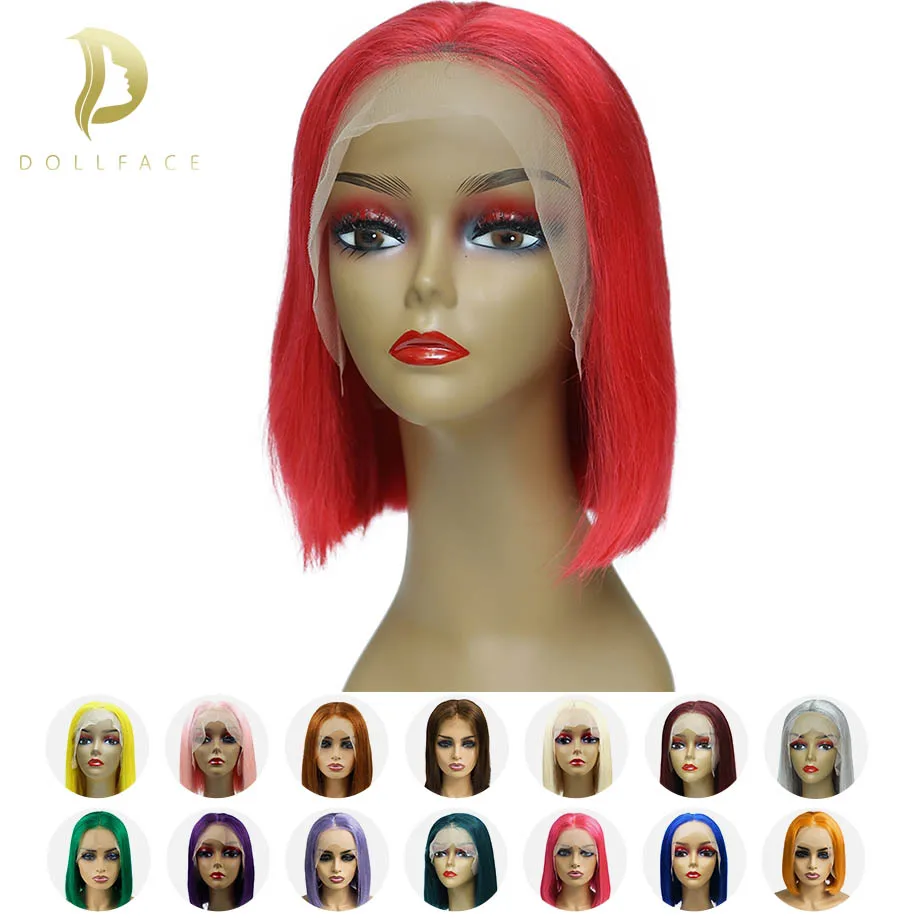 

Lace Front Human Hair Wigs Blonde 613 red colored Short Bob Wig Preplucked With Hairline For Black Women T part lace frontal wig