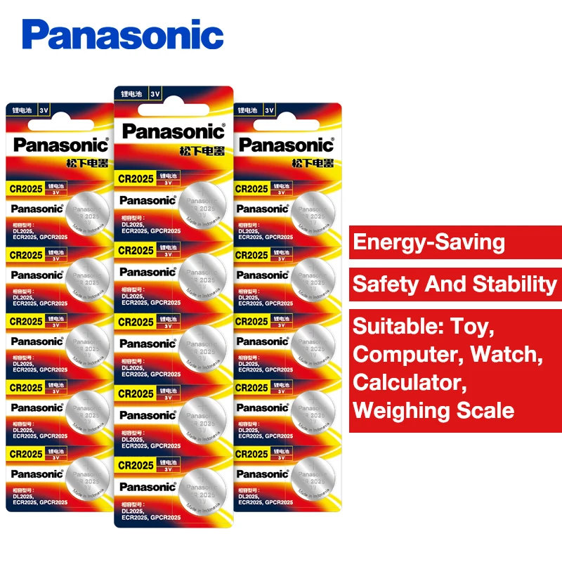 Литиевые Батарейки Panasonic cr2025 15 шт./лот 3 в батарейки для часов и компьютеров |