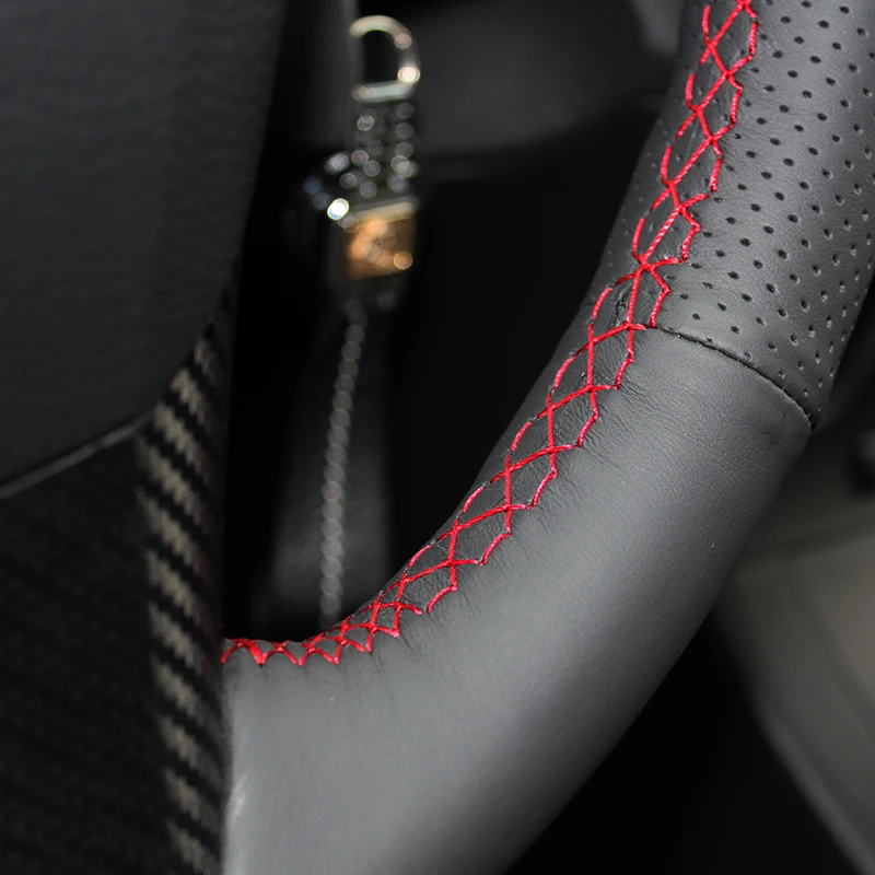 Чехол на руль BANNIS прошитый вручную черный кожаный чехол для Mazda 3 CX7 2011-2013 |