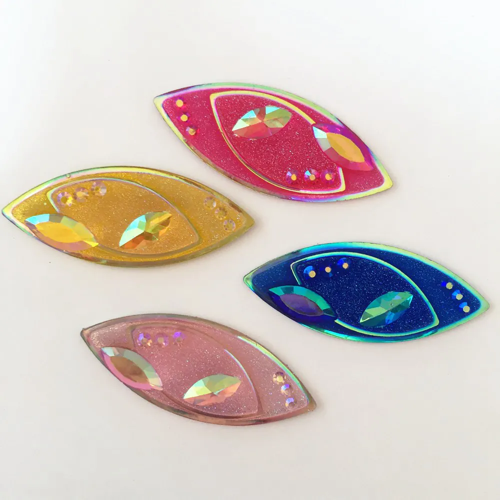 Новые DIY 4 шт. 20*48 мм AB Смола конский глаз плоские 3D Стразы Свадебные пуговицы R74 |