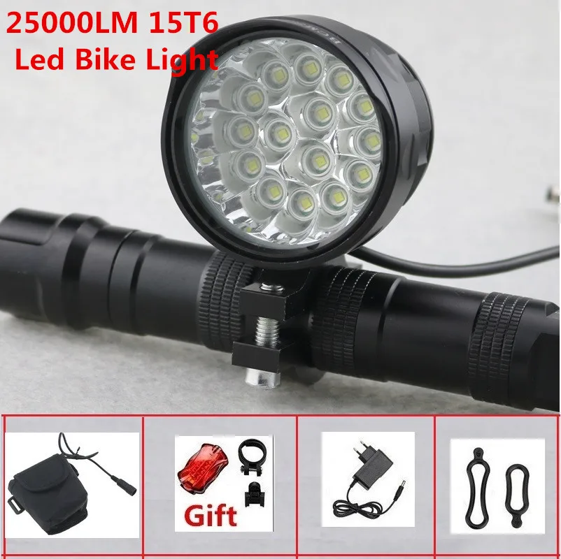 25000LM перезаряжаемый светодиодный фонарь для велосипеда 15x Cree XML T6 передняя фара