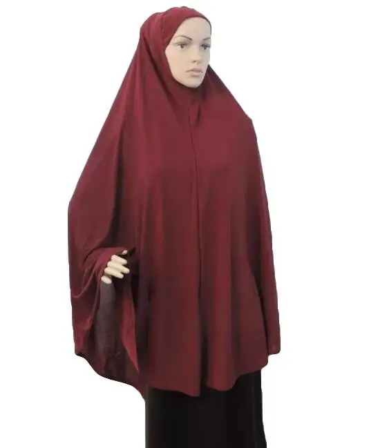 Dark Wine Red Полное покрытие мусульманских женщин Молитвенное платье Niquab длинный шарф химар хиджаб ислам большая верхняя одежда джилбаб Рамадан арабский Ближний Восток - Цвет: Dark Wine Red