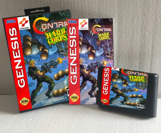 Contra жесткий корпус NTSC-U с коробкой и руководством 16bit MD карточная игра для Sega игры