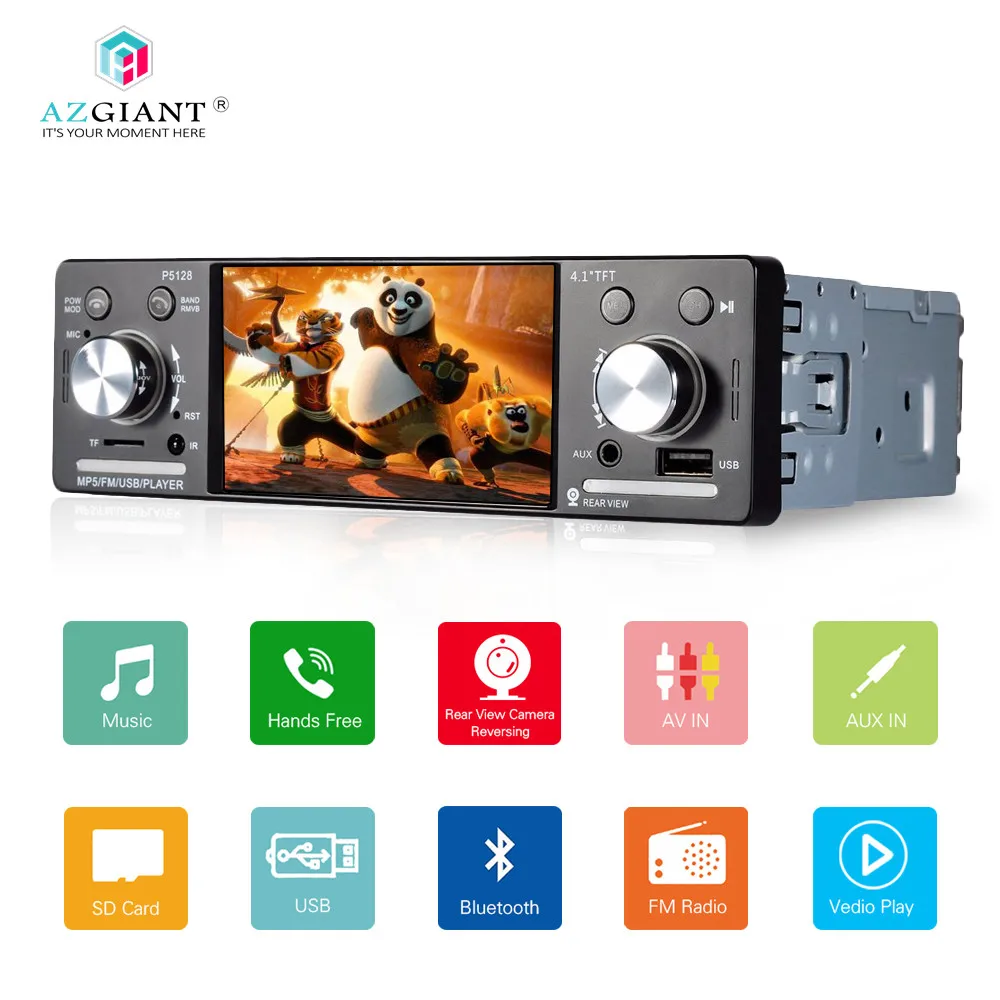AZGIANT 4,1 дюймов ISO 1 Din MP5 плеер автомобильное радио аудио стерео USB AUX FM радио станция Bluetooth с пультом дистанционного управления
