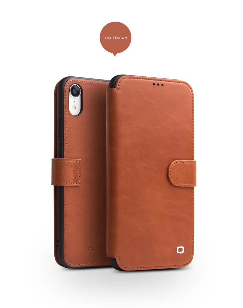 QIALINO Стильный чехол-книжка из натуральной кожи для Apple iPhone XS/XR с магнитной пряжкой ручной работы с отделением для карт для iPhone XS MAX