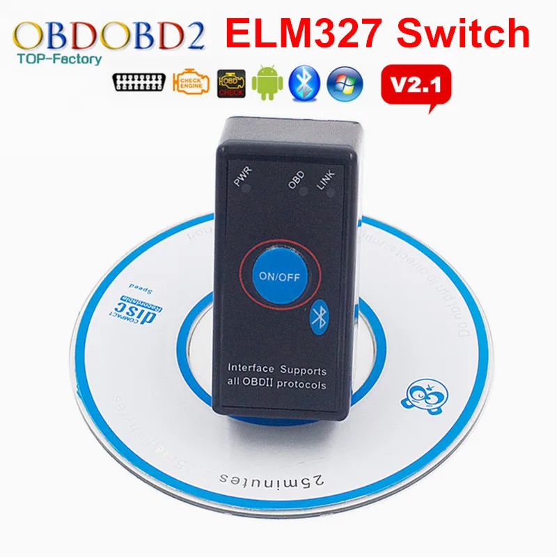 2017 Super Mini ELM327 Bluetooth V2.1 с кнопка выключателя питания вкл/выкл ELM 327 OBD2 автомобильный