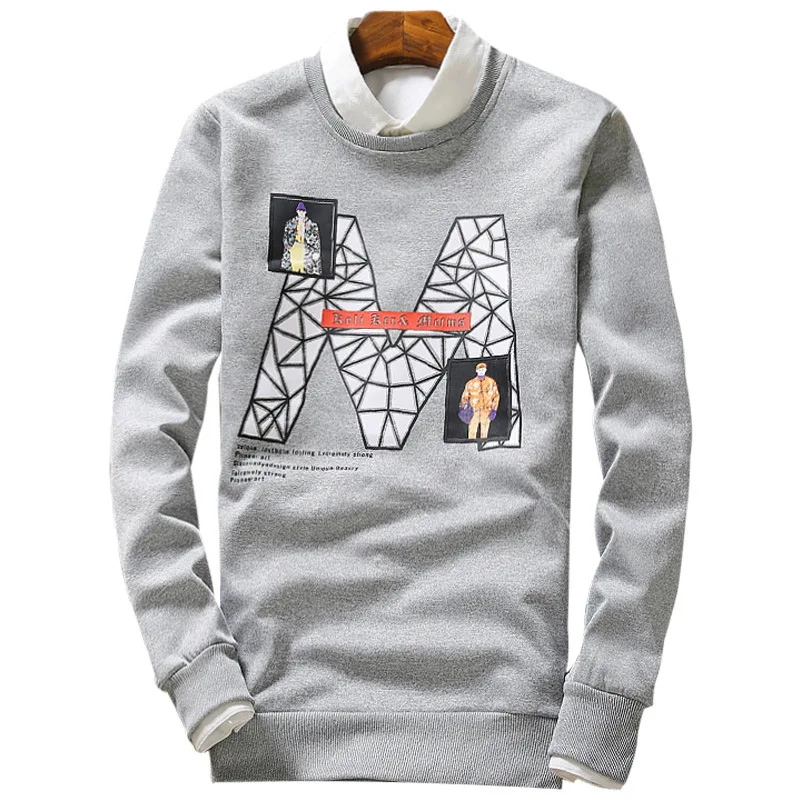 2017 Весна Повседневное swewatshirt Для мужчин Круглый Средства ухода за кожей шеи
