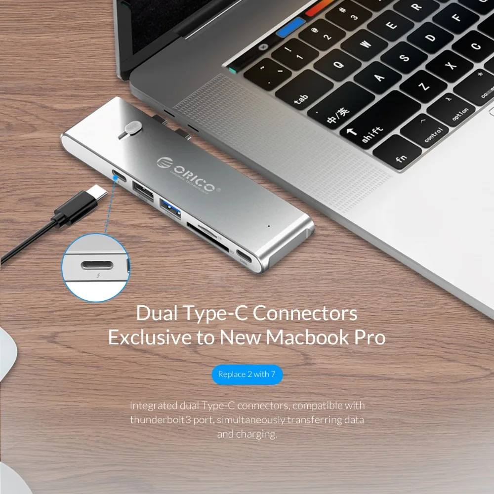 Usb концентратор ORICO с разъемом типа C для HDMI TF SD USB 3 0 Thunderbolt адаптер Apple Macbook Pro
