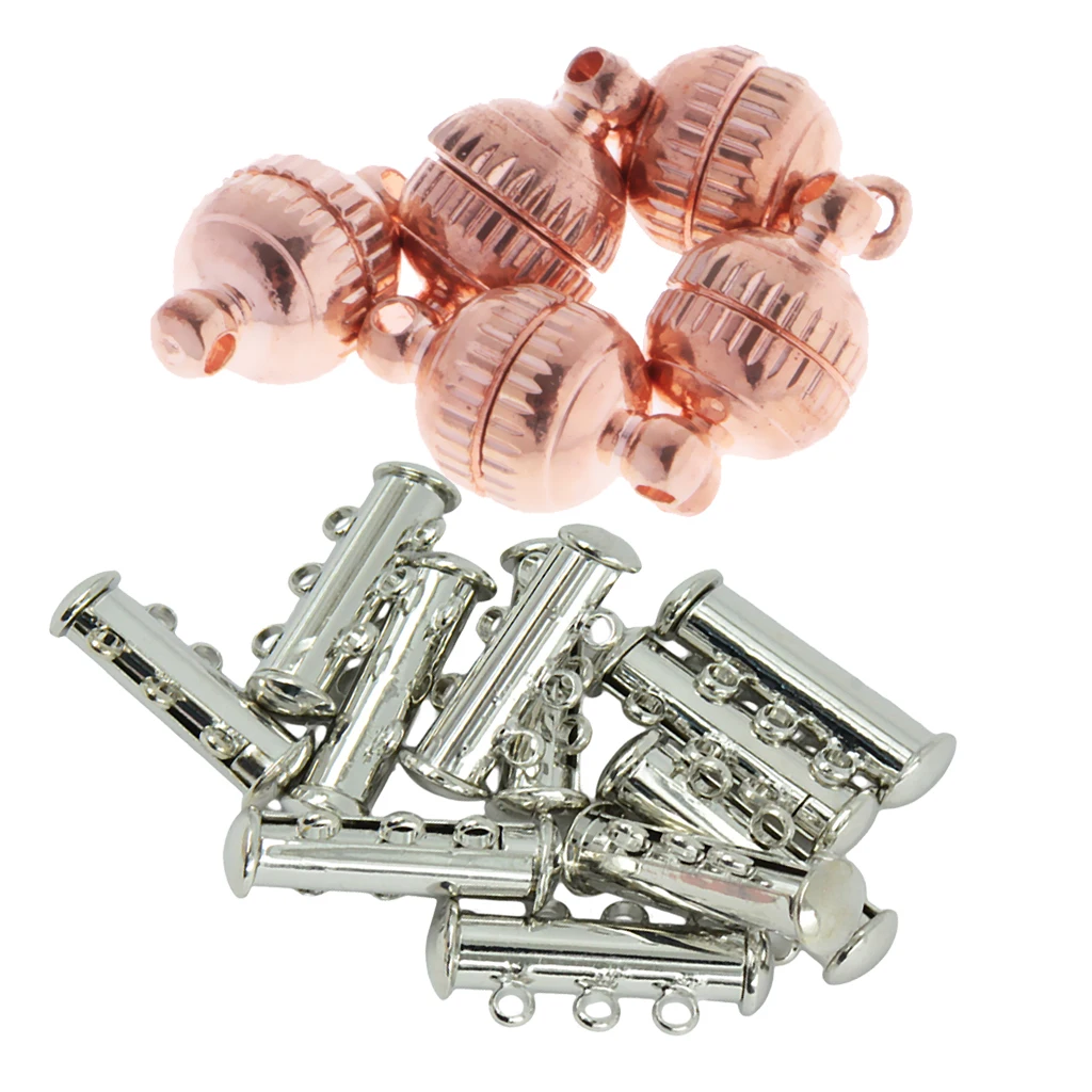 15 шт. 3 Strand Slide Lock магнитные и цвета розового золота круглые шарики застежки сделай