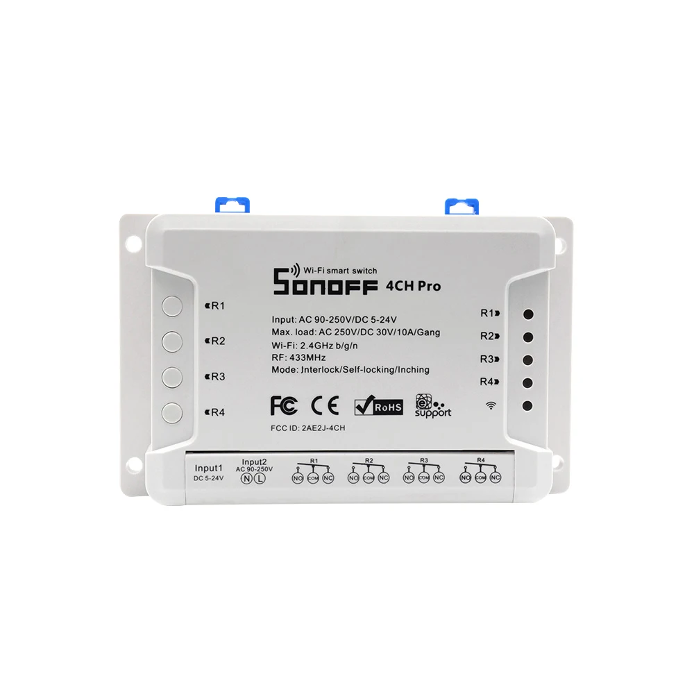 Sonoff 4CH R2/4CH Pro R2 10A/банда 4 канала Wifi смарт-коммутатор 433 МГц РЧ пульт дистанционного управления Wifi освещение 4 устройства для Alexa Google