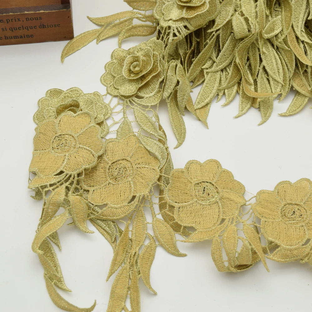 10 ярдов цветочное кружево винтажное золото кружевная отделка плетеная лента