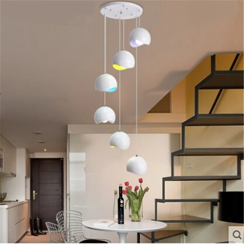 売る 階段光現代のミニマリスト Led スパイラル階段ぶら下げ創造的人格錬鉄製色マカロンペンダントライト FG50