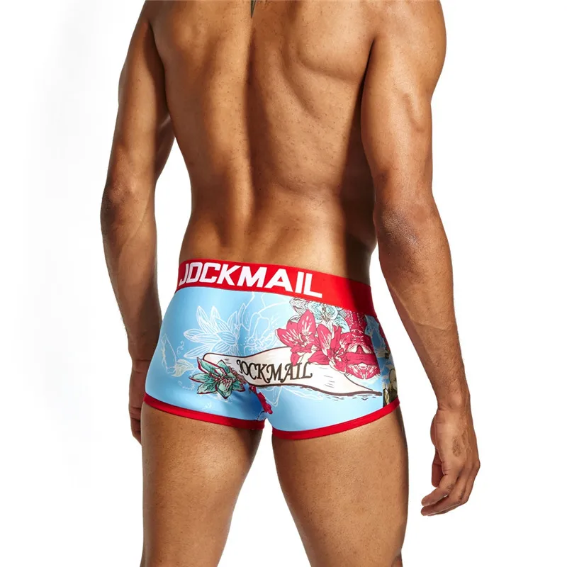 Бренд jockmail напечатаны череп боксеры трусы calcinha привлекательное нижнее белье для геев мужские трусы-боксеры marca cueca мужские трусы шорты