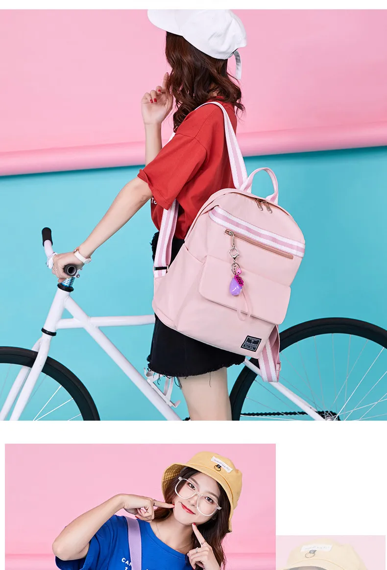 Fashion Waterproof Women Backpack Striped Letter Lady Daypacks School Student for Girls Bookbag Laptop Bag