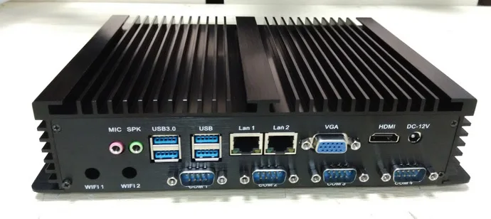 Новинка безвентиляторный Мини-ПК промышленный компьютер, Intel Celeron 1037u Процессор, Barebone, 2*1000 м LAN, 4* COM, 4* USB 3.0, 300 м Wi-Fi, HDMI