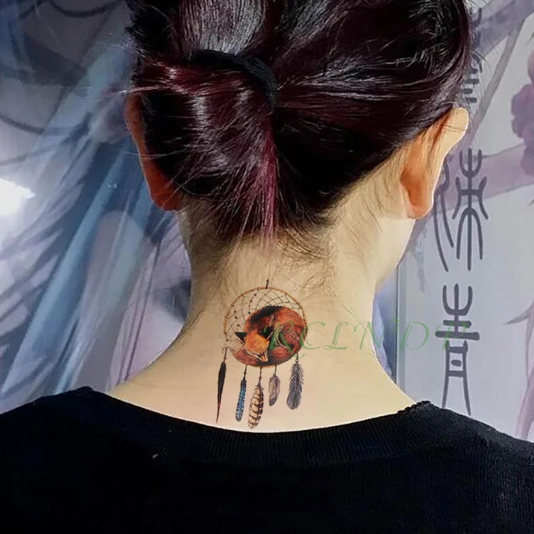Водостойкая Временная тату-наклейка Ловец снов поддельные Татто перо стиль