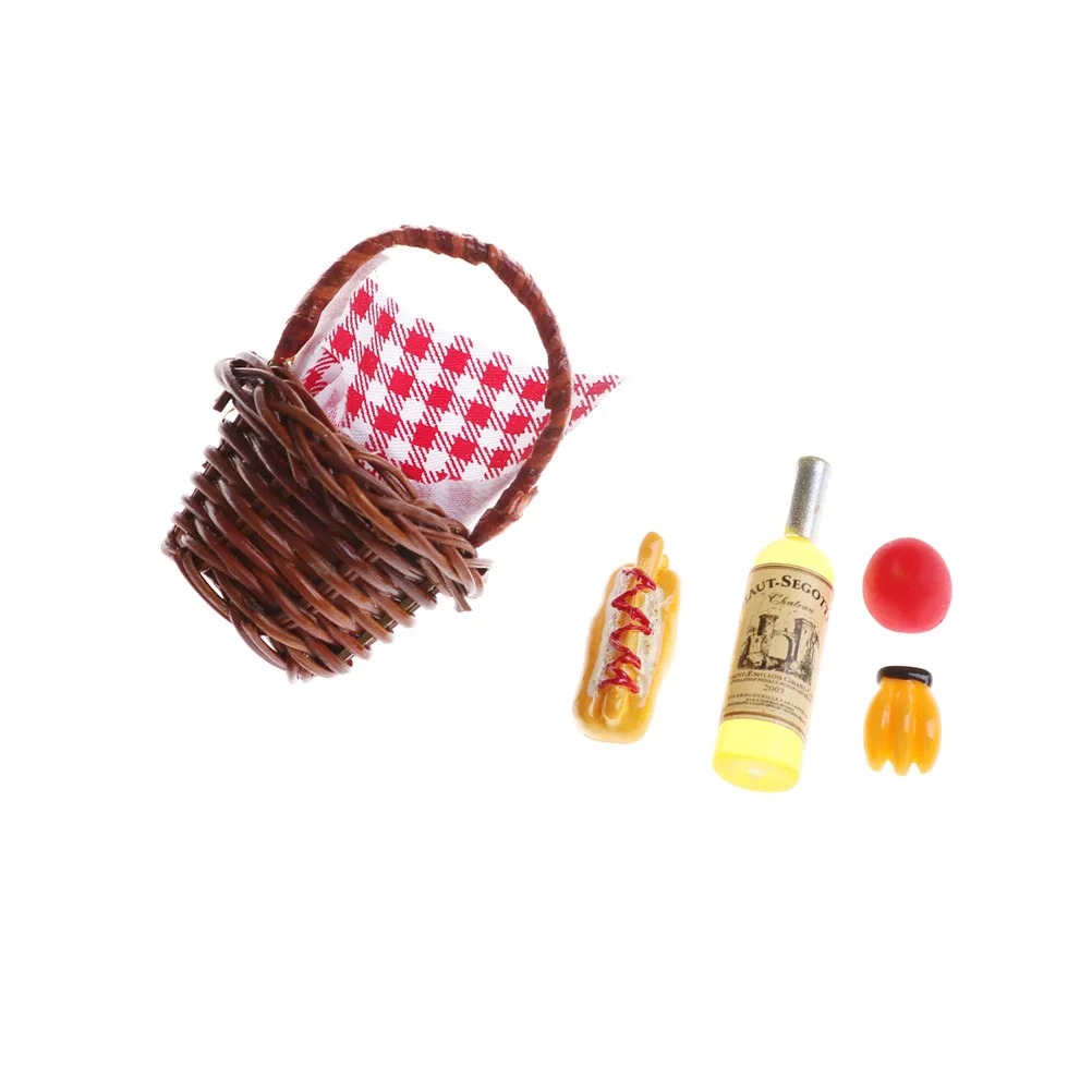 Столовая бамбуковая корзина для фруктов вина баннана 1:12 кукольный домик