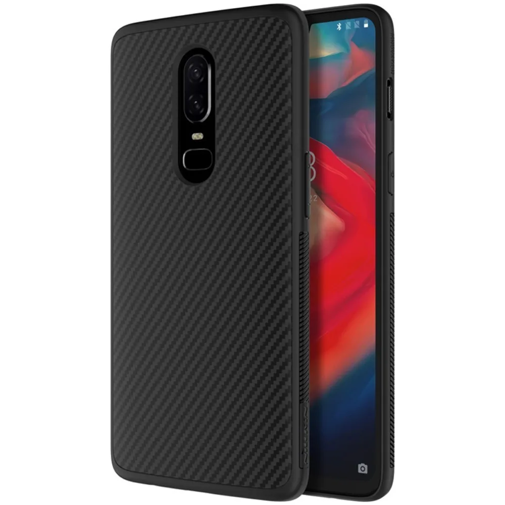 Black Для Oneplus 6 Nillkin synthetic fiber сотовый Чехол для телефона для Oneplus 6 твердый карбоновый ПК пластик задняя крышка TPU мягкий чехол - Цвет: Black