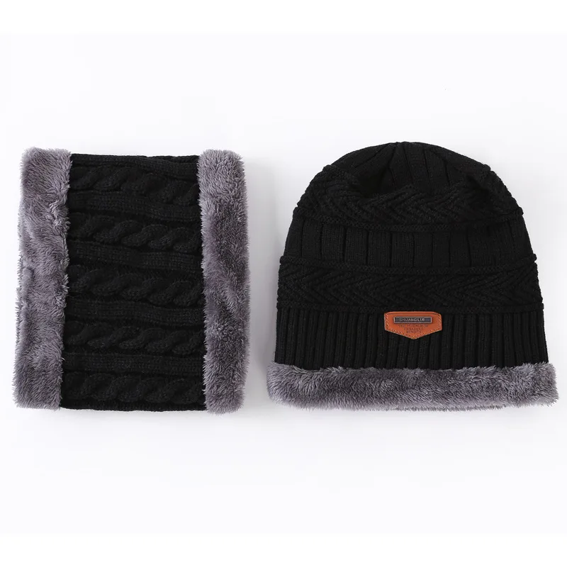 MAXMESSY Winter Fleece Hat Scarf For Women Thick Knitted Warm Sets Beanies Ring Outdoor Wear 2Pcs/Set MH141 |