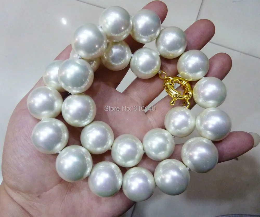 E88 # @ R2 аукцион AAA + 20 мм 17 &quotбелый корпус жемчужное ожерелье|necklace a|pearl necklaceshell pearl |