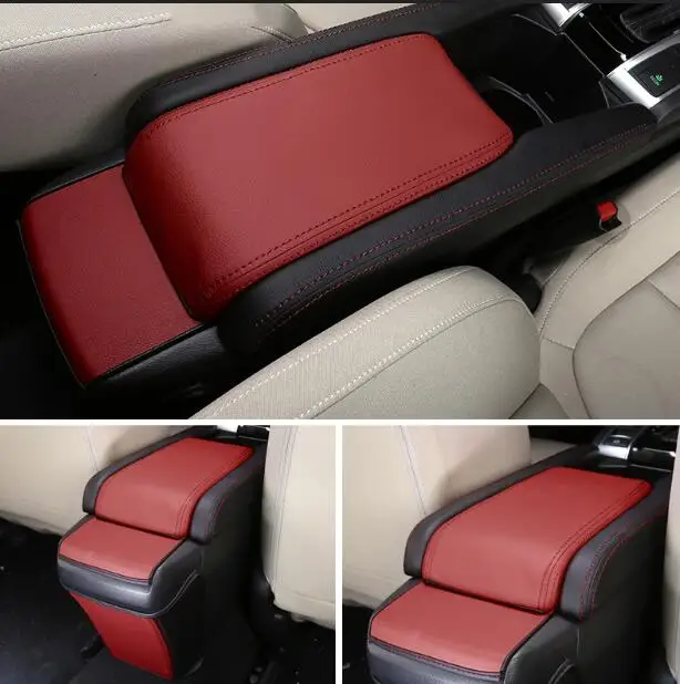 Автомобильный кожаный центральный подлокотник из углеродного волокна для Honda Civic 10th аксессуары - Название цвета: Brown With Black