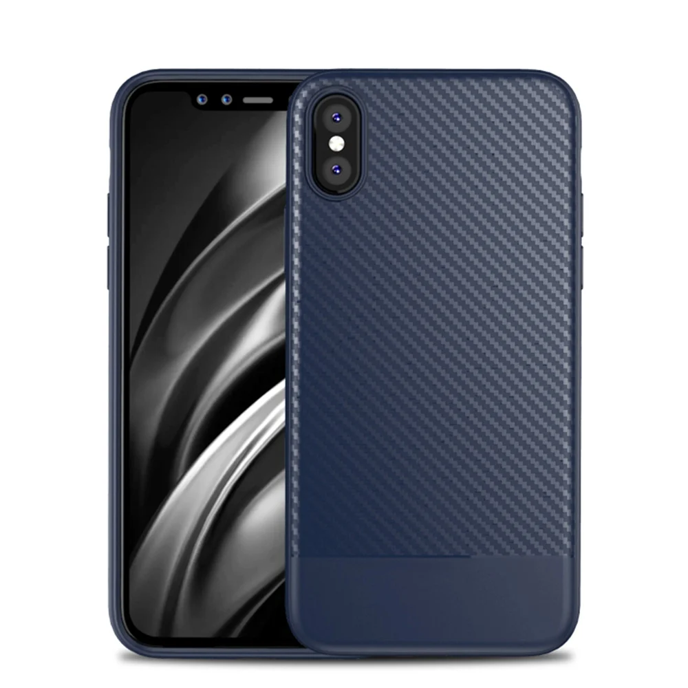 Blue FLOVEME для iPhone X 10 чехол роскошный, деловой чехол из углеродного волокна для iPhone 8 7 6 6S Plus силиконовый чехол для телефона аксессуары - Цвет: Blue