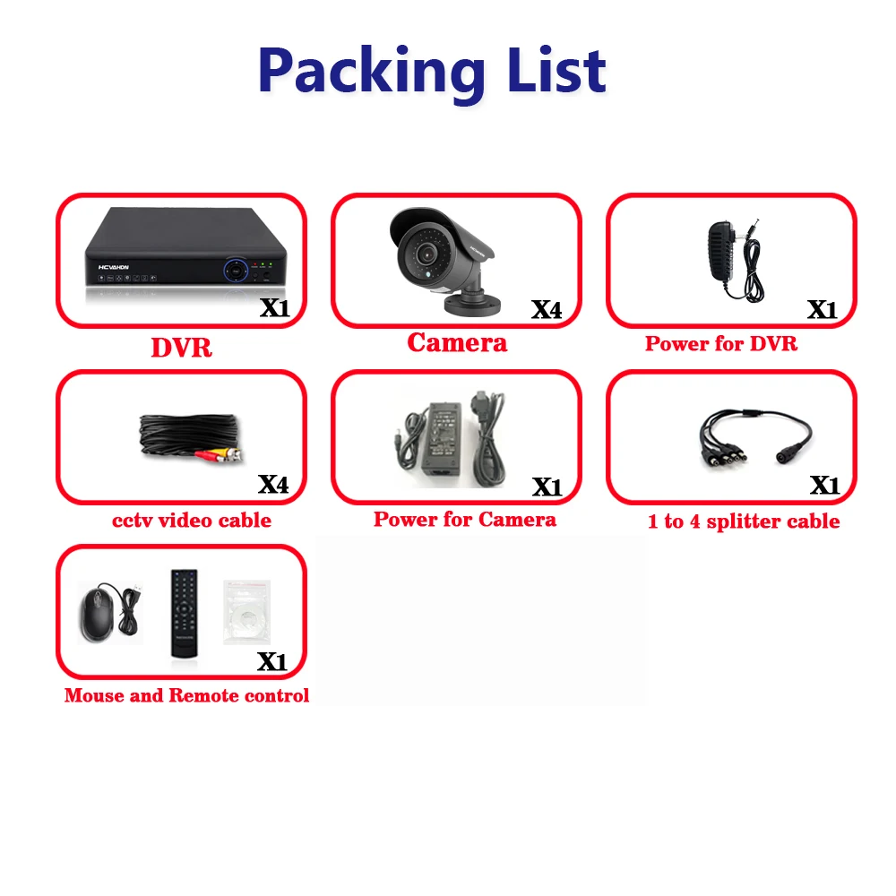 HCVAHDN 4-канальный AHD DVR NVR система Комплект 4CH безопасности с Sony CCD Bullet 4 шт. 1200TVL CCTV HD