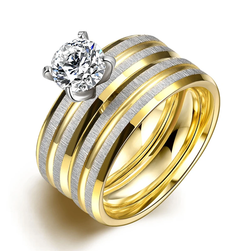 Женские обручальные кольца из титановой стали золотого цвета 2 шт./1 комплект |
