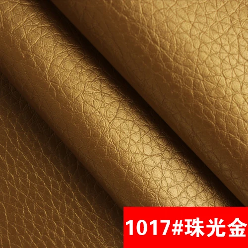С фабрики, высококачественная ткань из искусственной кожи, как leechee, для шитья дивана, стола, обуви, сумки, материал кровати(138*100 см - Цвет: 1017 Light Golden
