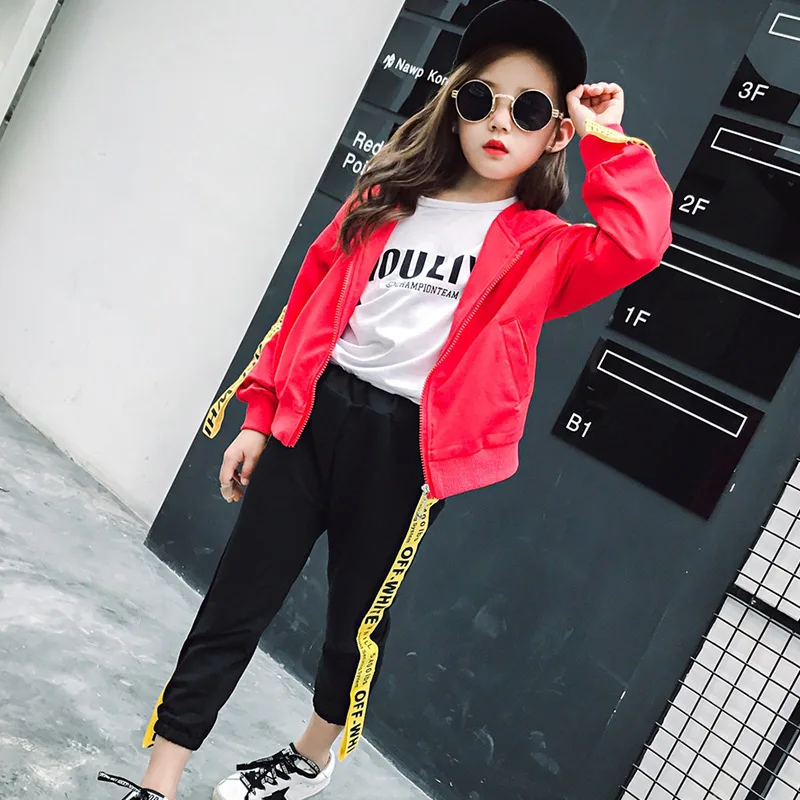 От 4 до 13 лет спортивный костюм для девочек осенняя одежда комплект 2017 шаровары с