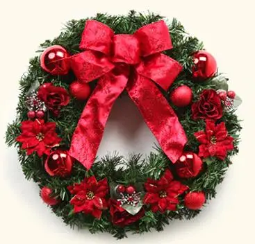 Красный Рождество венок 50 см для Decoracion de Navidad скидка открытый Рождество Аксессуары enfeite Роскошные Рождество двери виселицы - Цвет: Красный
