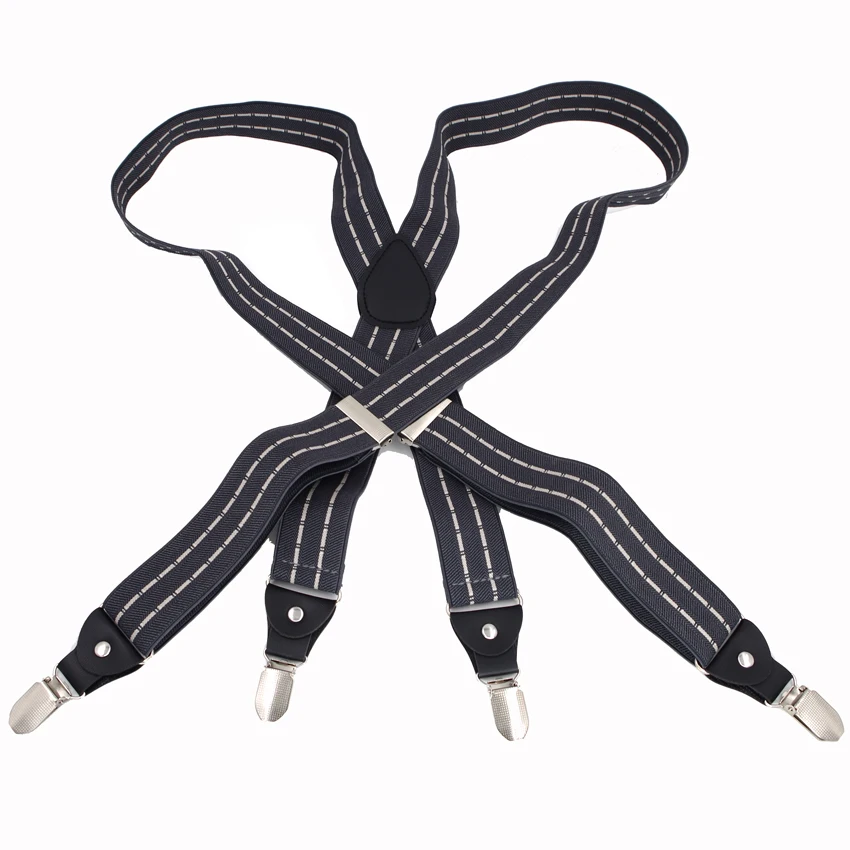 Мужские подтяжки из искусственной кожи 4 зажима регулируемый ремень подарок для