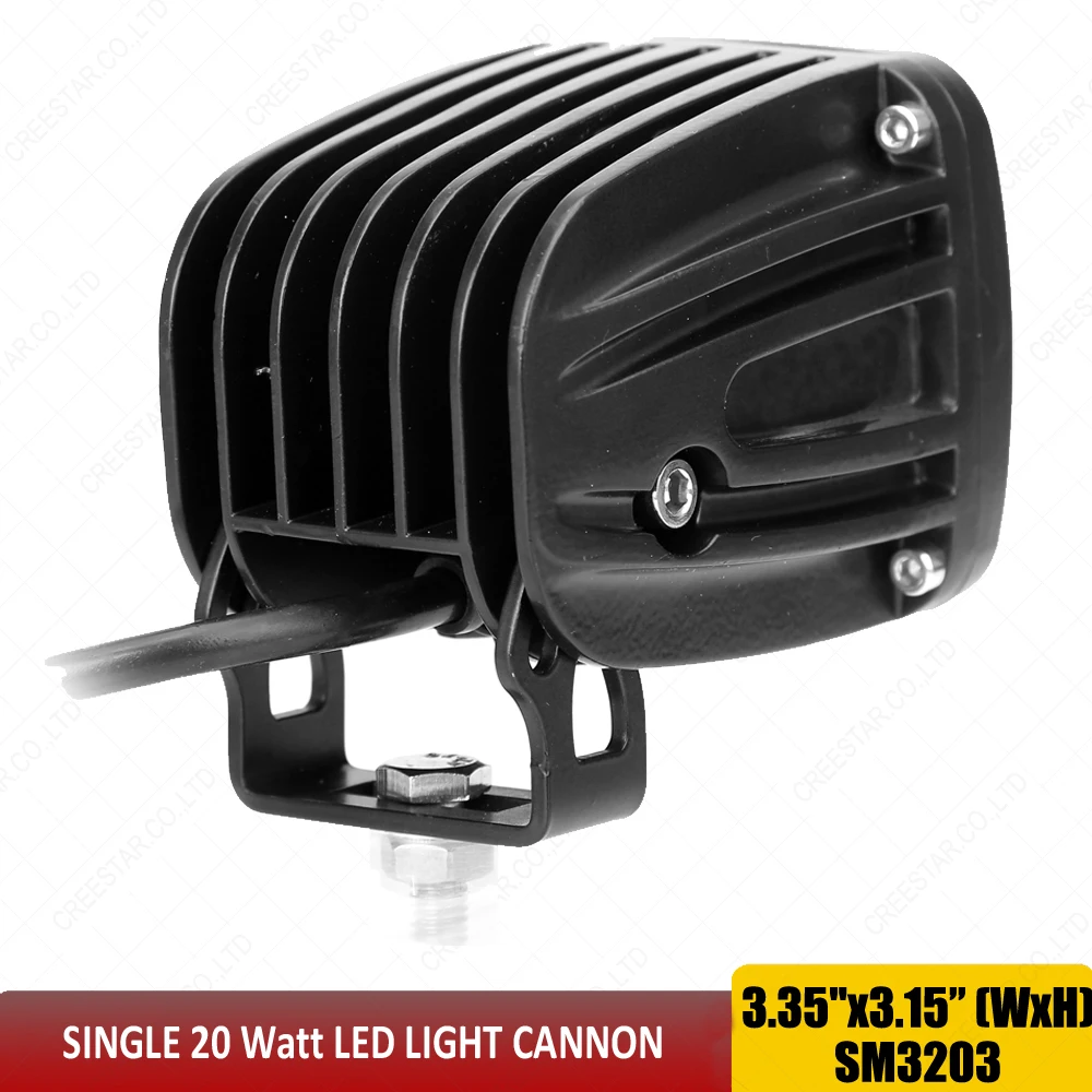 20 Вт 3,3" квадратный дюйм led рабочий свет 12V 24V Cob одночипов led Кэннон огни точечный луч прожектор светодиодный внедорожные огни x1