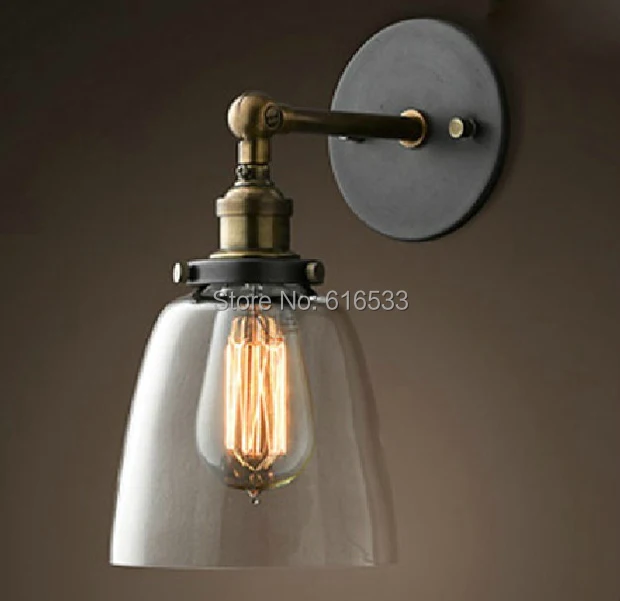 

Loft Vintage American Industrial Lustre Glass Copper Edison Wall Sconce Lamp Bathroom Beside Bedroom Home Decor Lighting Fixture