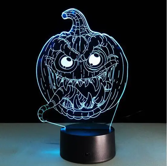3D LED ночные огни Иллюзия Светодиодная лампа Хэллоуин Тыква сенсорный ночник 7