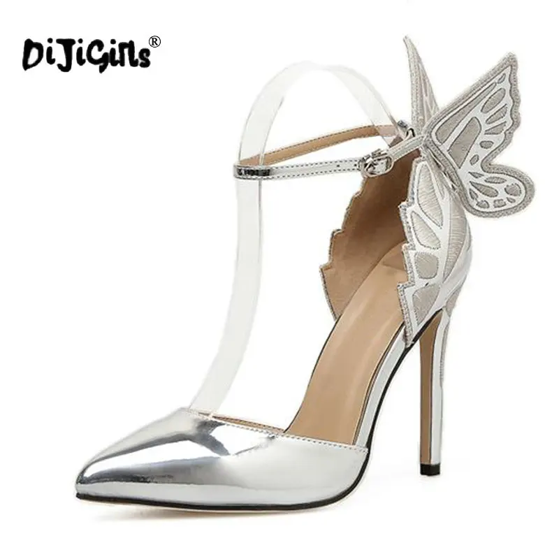 DIJIGIRLS/модные женские туфли лодочки с пряжкой на ремешке украшенные крыльями