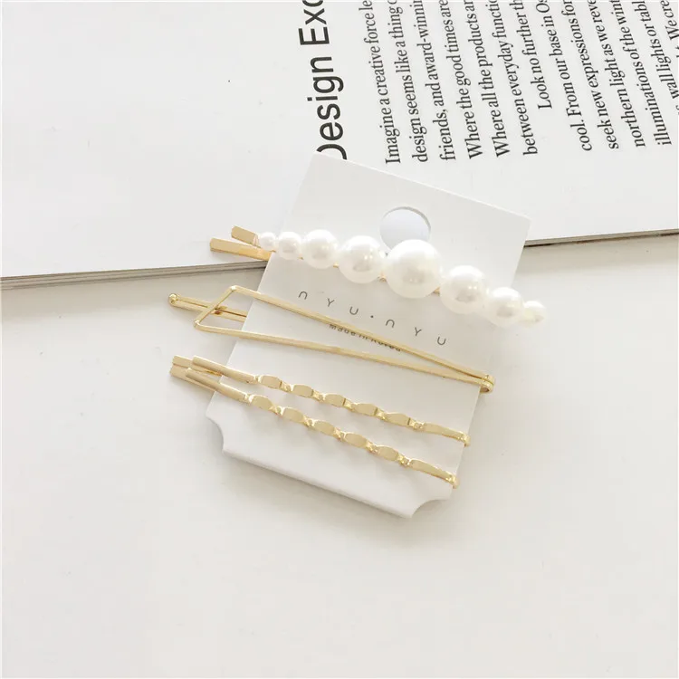Hair Clip Women Metal Pearl Clips Side Bobby Pins Korean Barrette Hairpin 3Pcs/Set Beauty Styling Accessories Tools | Красота и