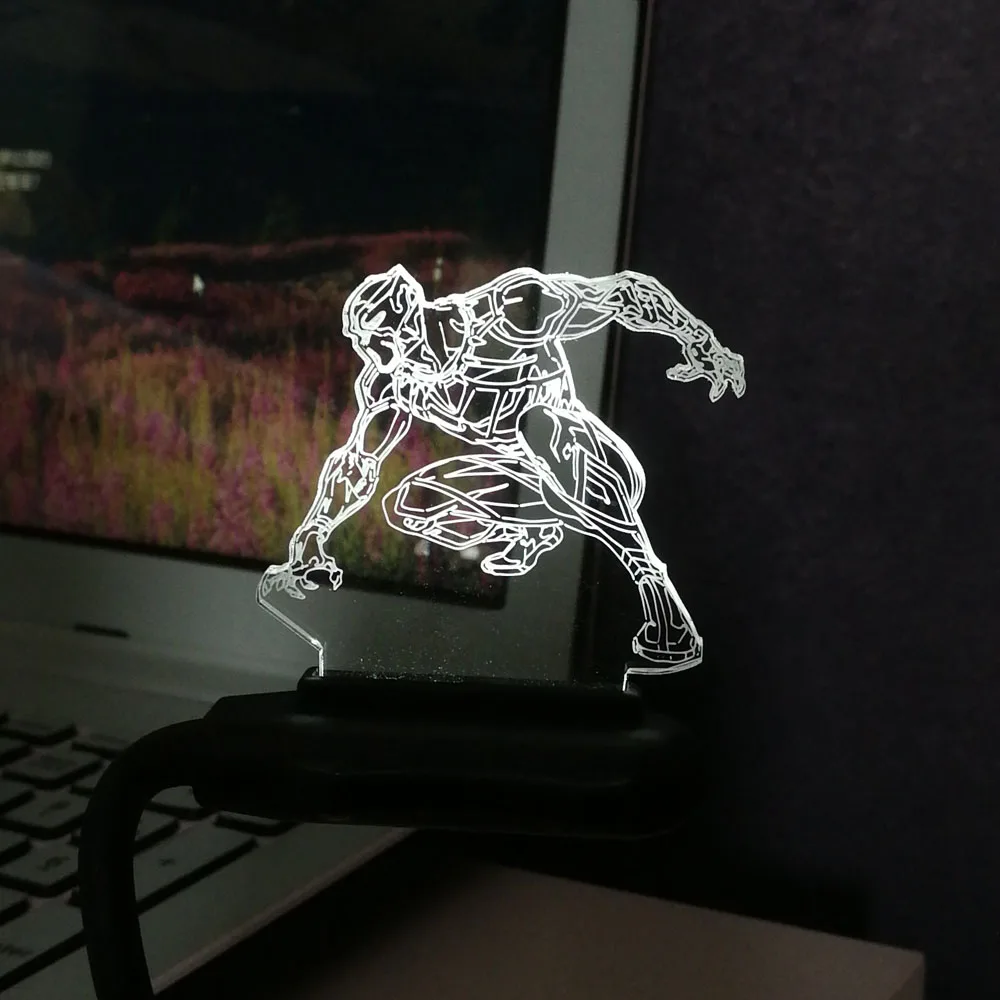 mini Фигурка Marvel Legend Черная пантера 3D светодиодный светильник 7 цветов Изменение спальни USB настольная ночник Рождественский декоративный подростковый подарок игрушки - Испускаемый цвет: mini