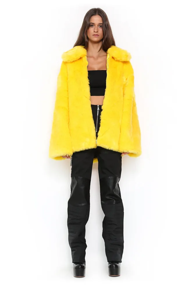 Gia Little Yellow Man Пальто с искусственным мехом женский зимний теплый костюм хип-хоп Уличная куртка Tu Cool Brother однотонное пальто