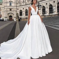 simple wedding dresses 2019 a line elegant cheap satin bridal dress beach wedding gown vestido de novia