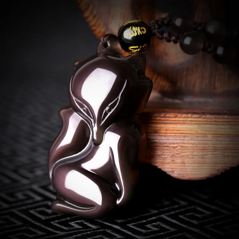 Ожерелье с подвеской из натурального кристалла в виде ледяного обсидиана