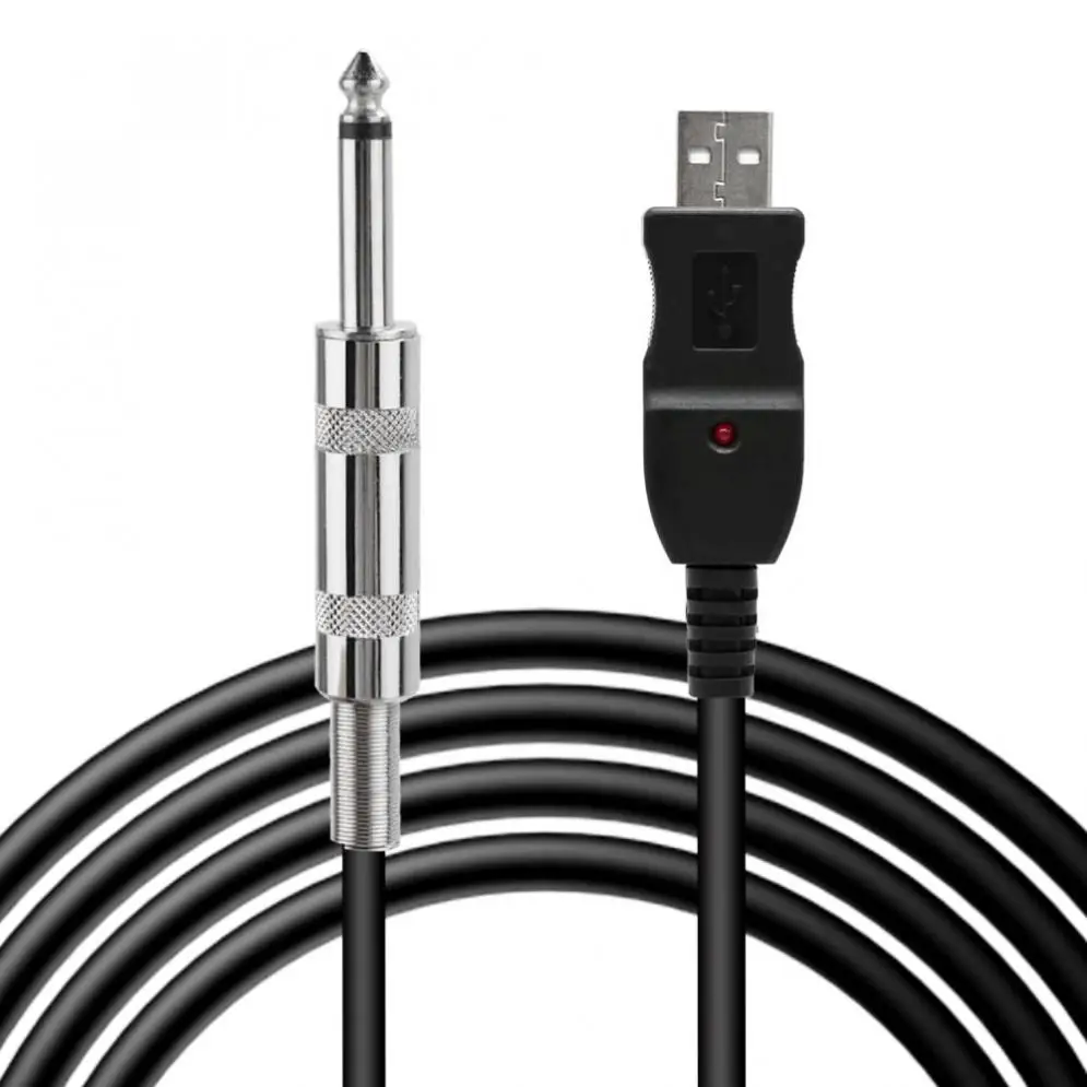 

3m 10ft Guitar Bass Cable USB to 1/4inch 6.35mm Jack Link Connection Cable Straight Plug