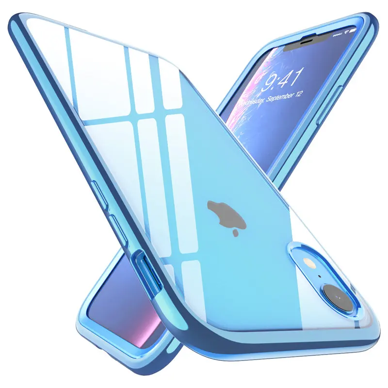 Для iPhone XR 6,1 дюймов SUP чехол Чехол UB электро полный корпус Прозрачный блестящий тонкий гибридный Чехол со встроенной защитной пленкой