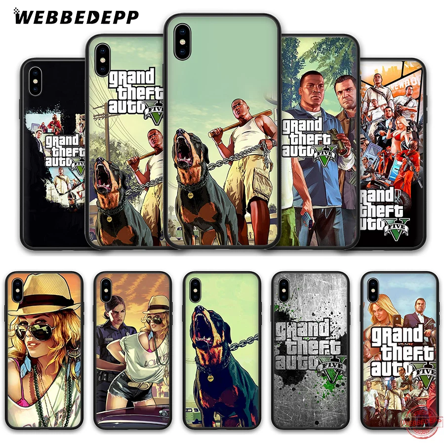 WEBBEDEPP Grand Theft Auto GTA V Мягкий силиконовый чехол для iPhone 8 7 6S 6 Plus 11 Pro XS Max XR X 5 5S SE