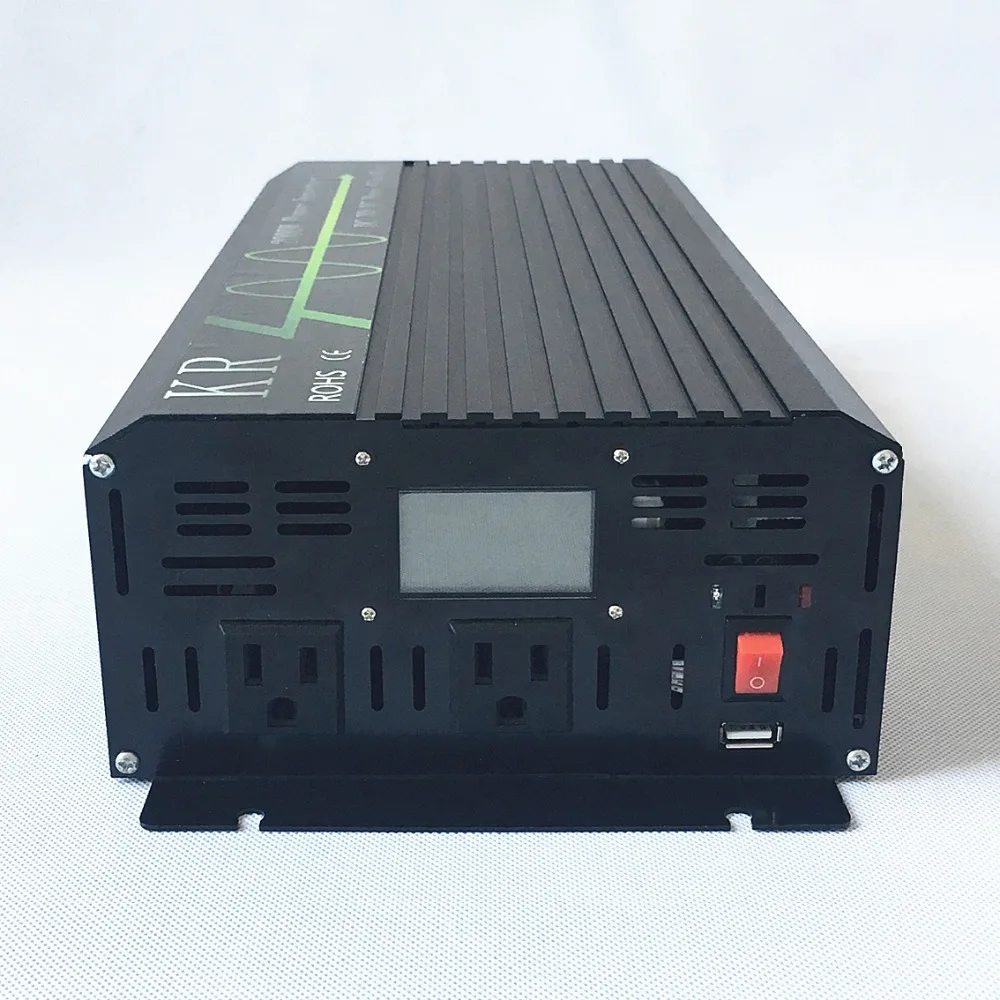 2000 Вт мощность Инвертор пик 4 кВт Чистая синусоида 12 В до 100 В/110V120V решетки с ЖК-дисплеем USB порт домашнего использования автомобиля