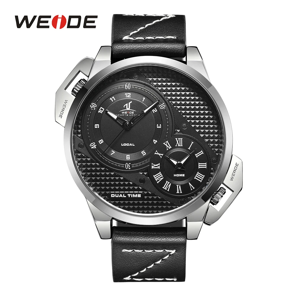 WEIDE спортивные повседневные бизнес часы с циферблатом и двойным часовым поясом