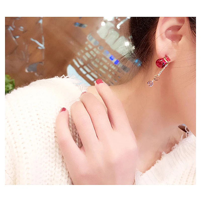 Модные Pendientes Mujer Moda из нержавеющей стали серьги полимеров Красная Удача