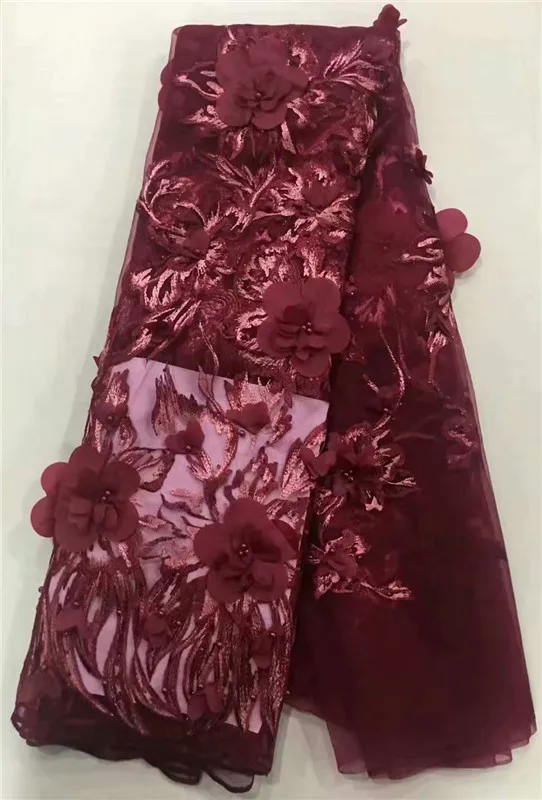 Вышитая сетчатая Тюлевая кружевная ткань с объемным цветочным узором в