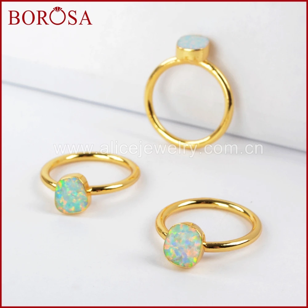BOROSA 5/10 шт опт Золото Цвет Новый произвольной формы белый японский опал кольца