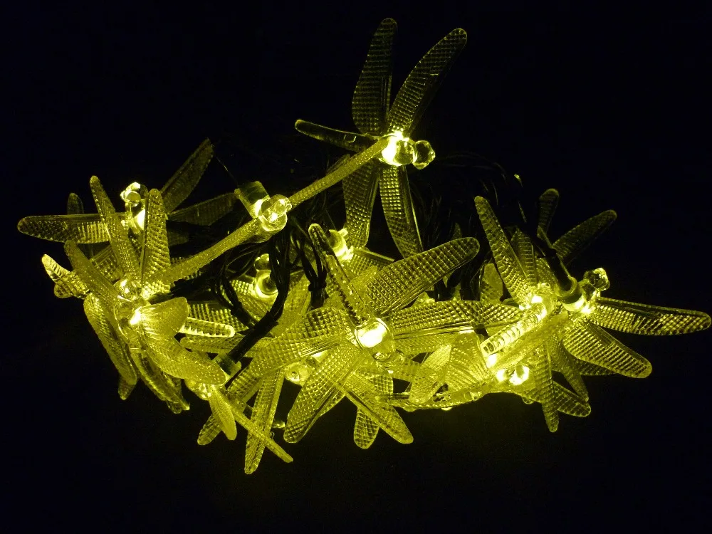 На солнечной энергии 600 см 20LED Фея Стрекоза Водонепроницаемый светодиодный